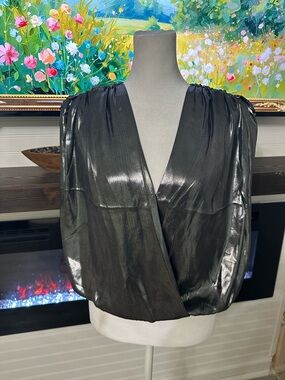 Express Shiny Black Satin Blouse